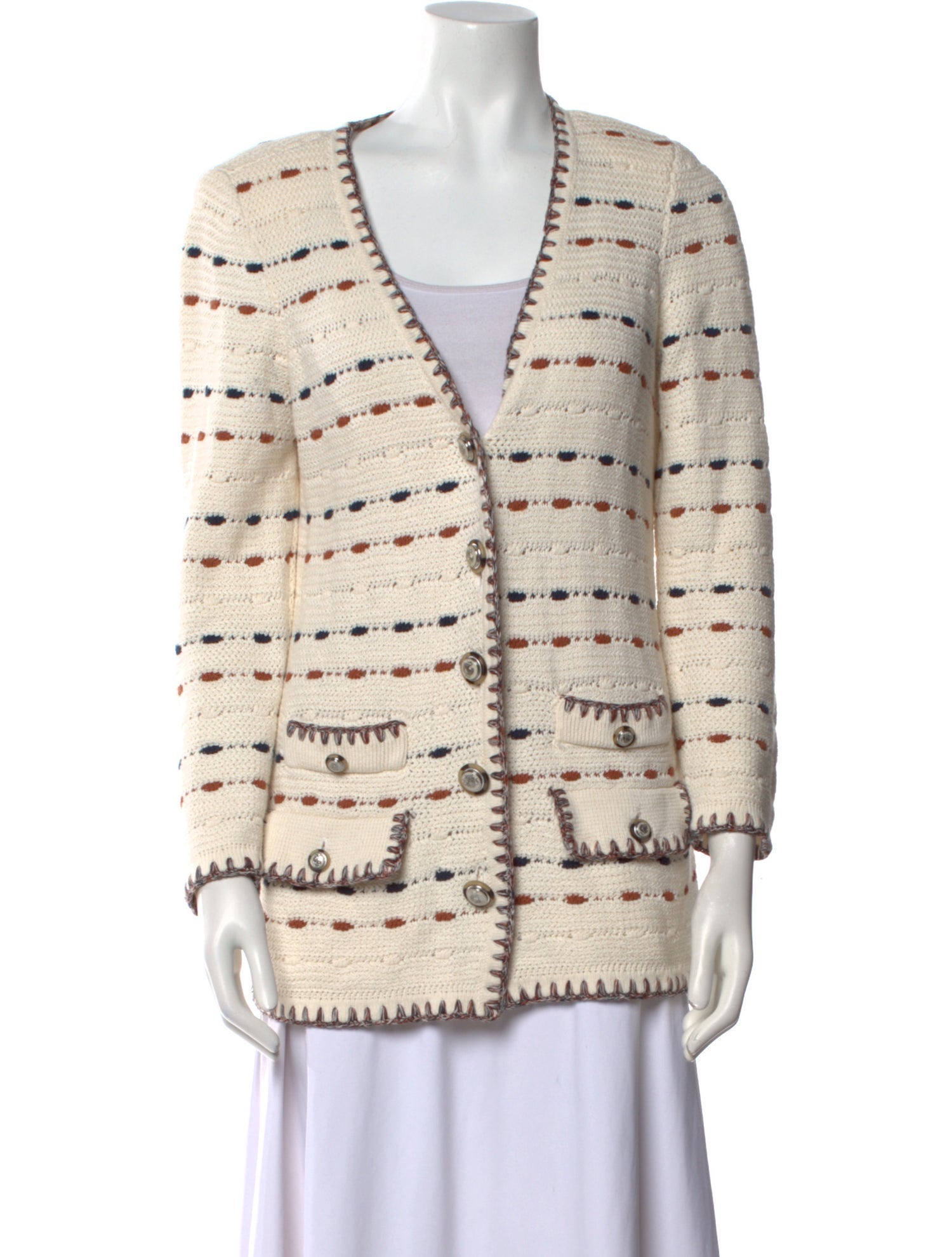 Veronica Beard Striped V-Neck Sweater