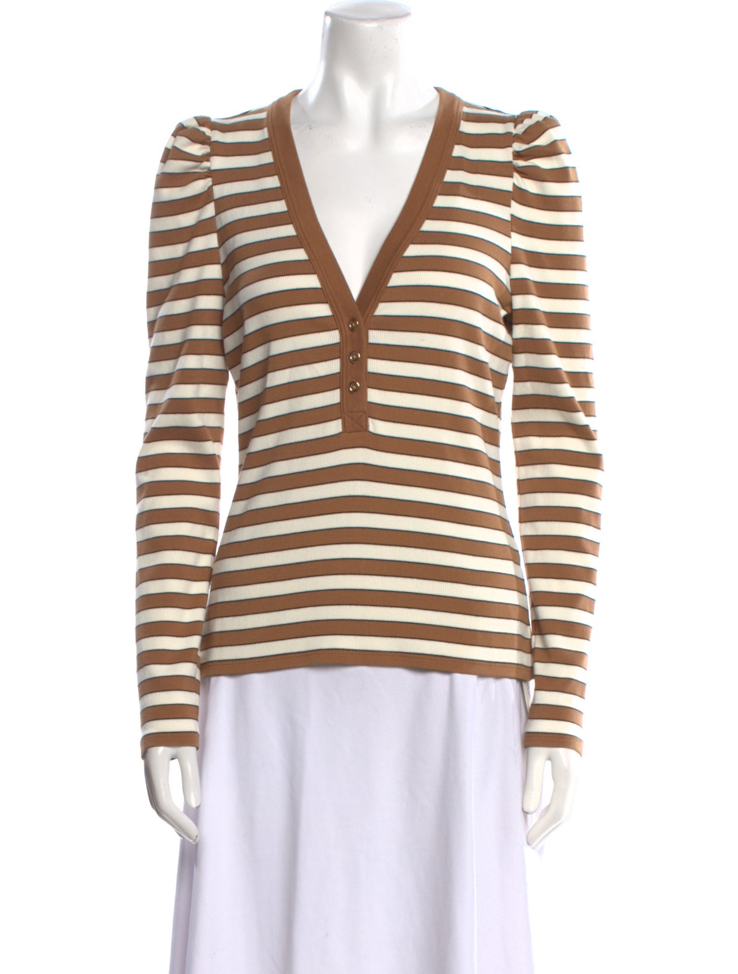 Veronica Beard Striped V-Neck Top