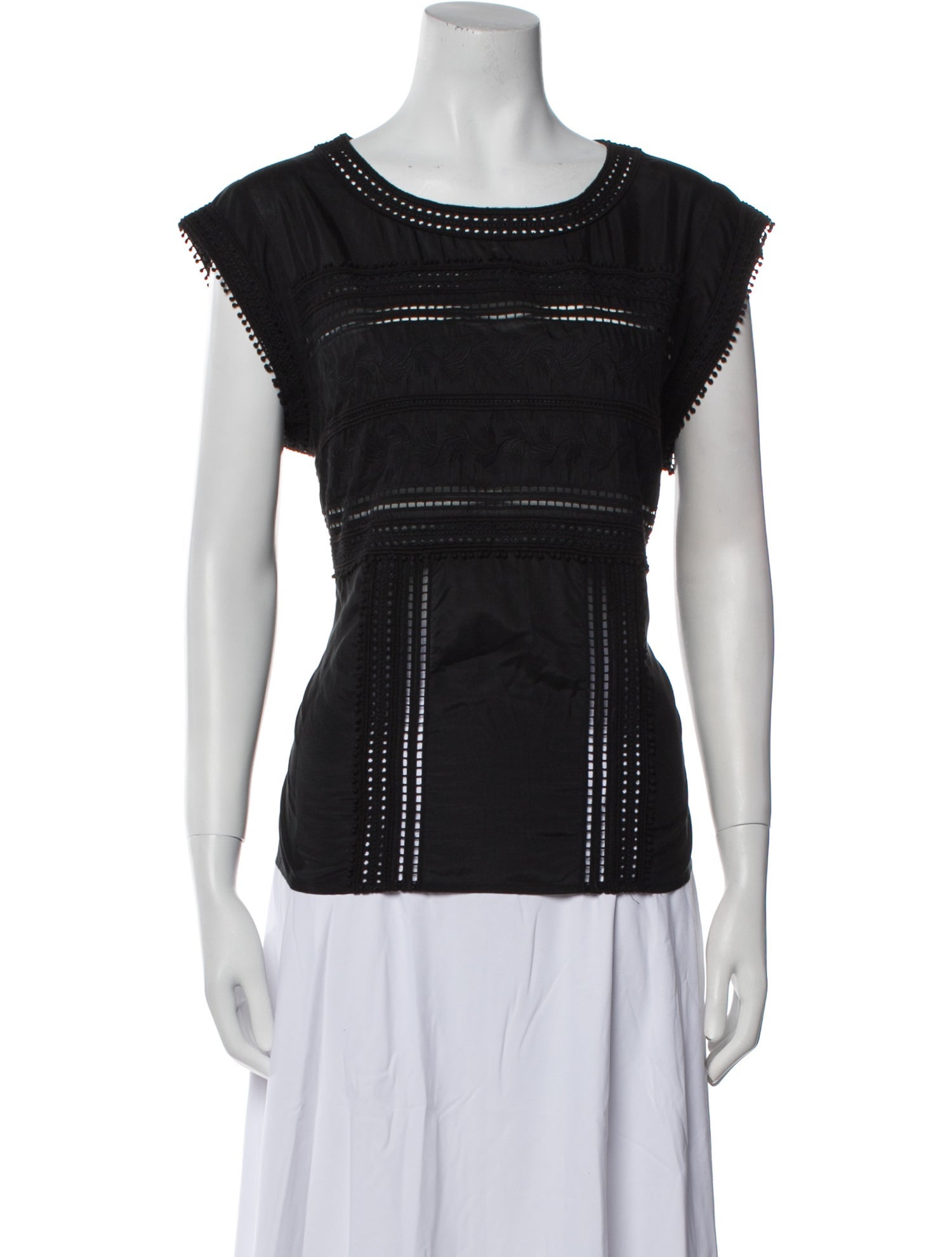 Veronica Beard Scoop Neck Short Sleeve Top