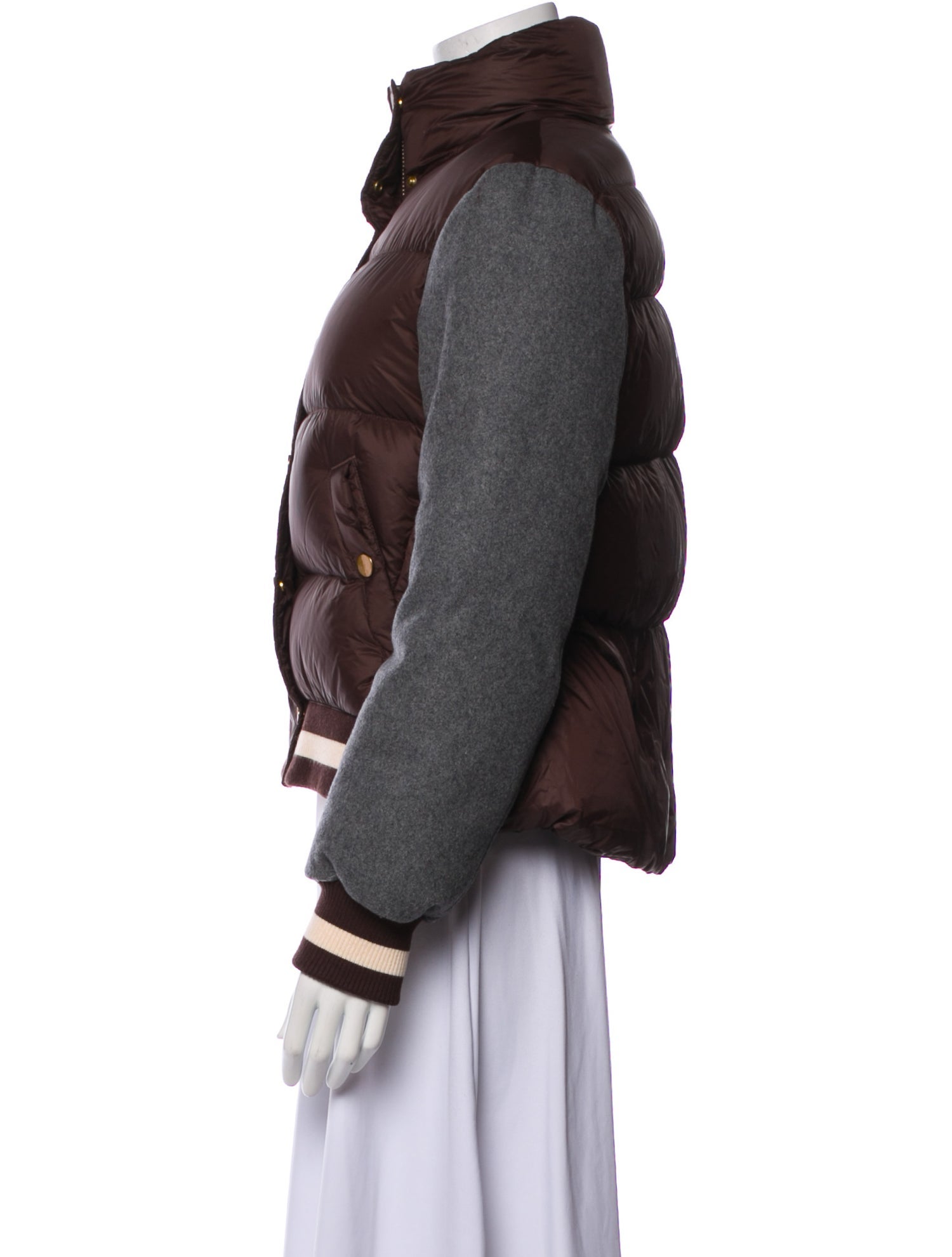 Veronica Beard Nylon Colorblock Pattern Down Jacket
