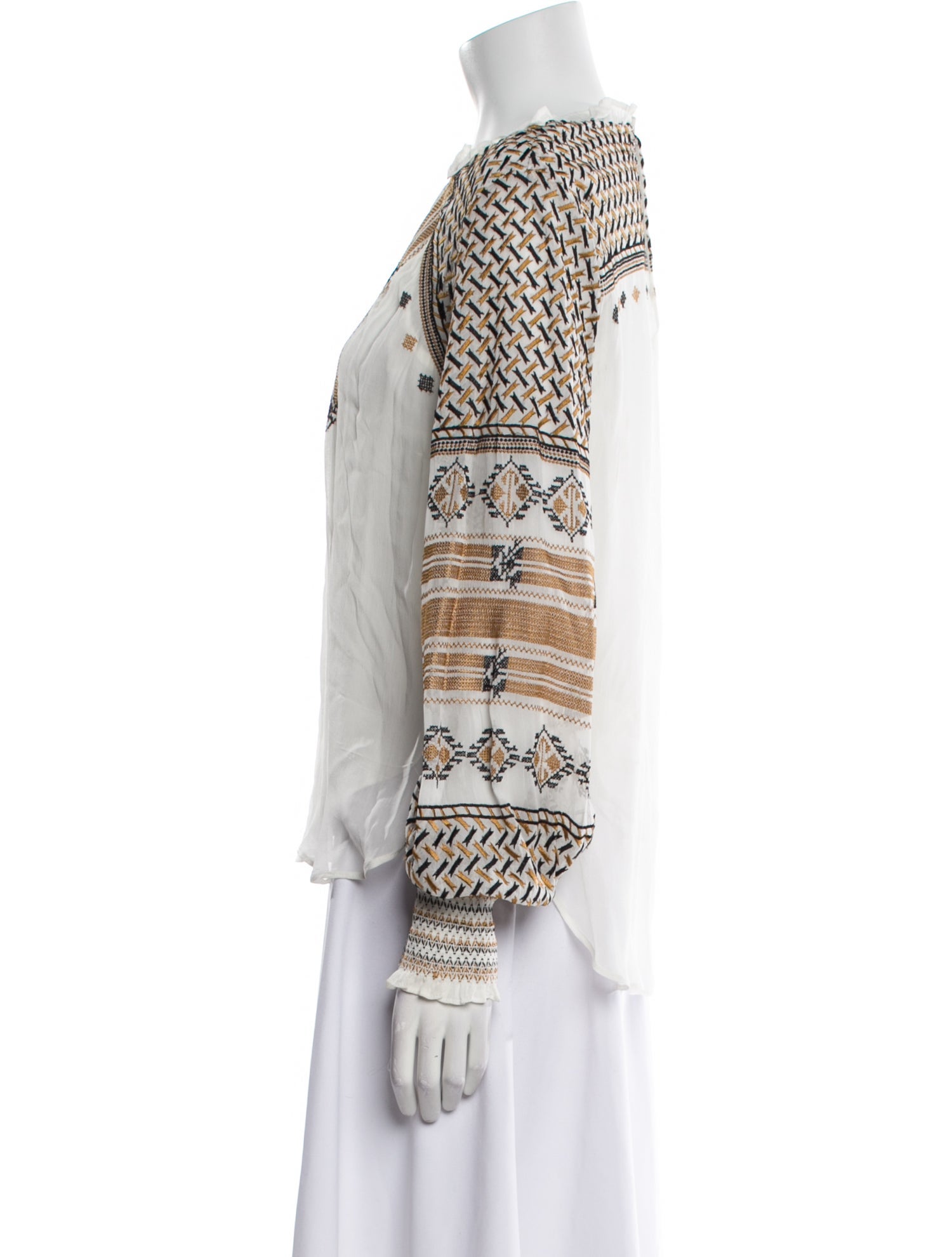 Veronica Beard Printed Crew Neck Blouse