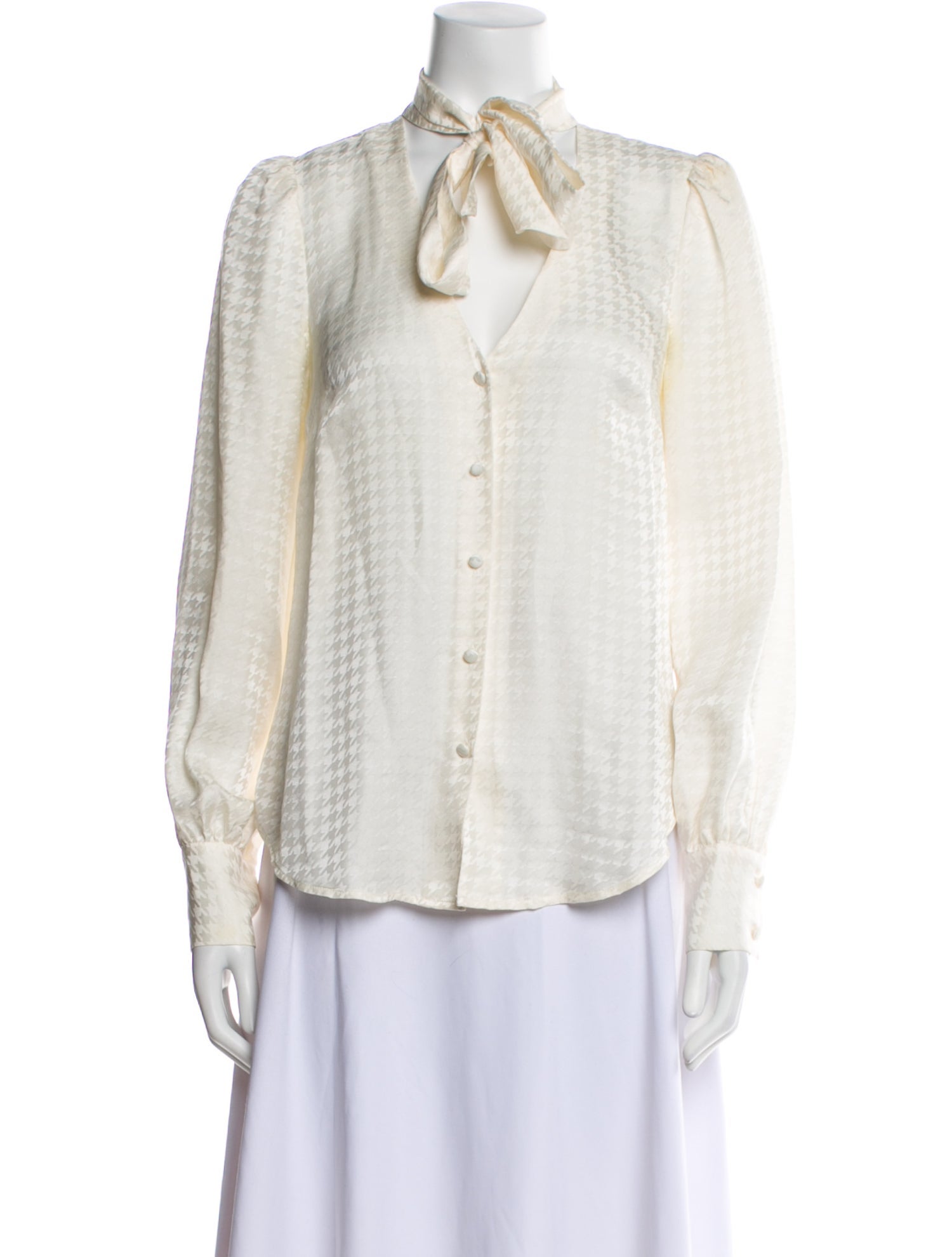 Veronica Beard Silk Tie Neck Button-Up Top