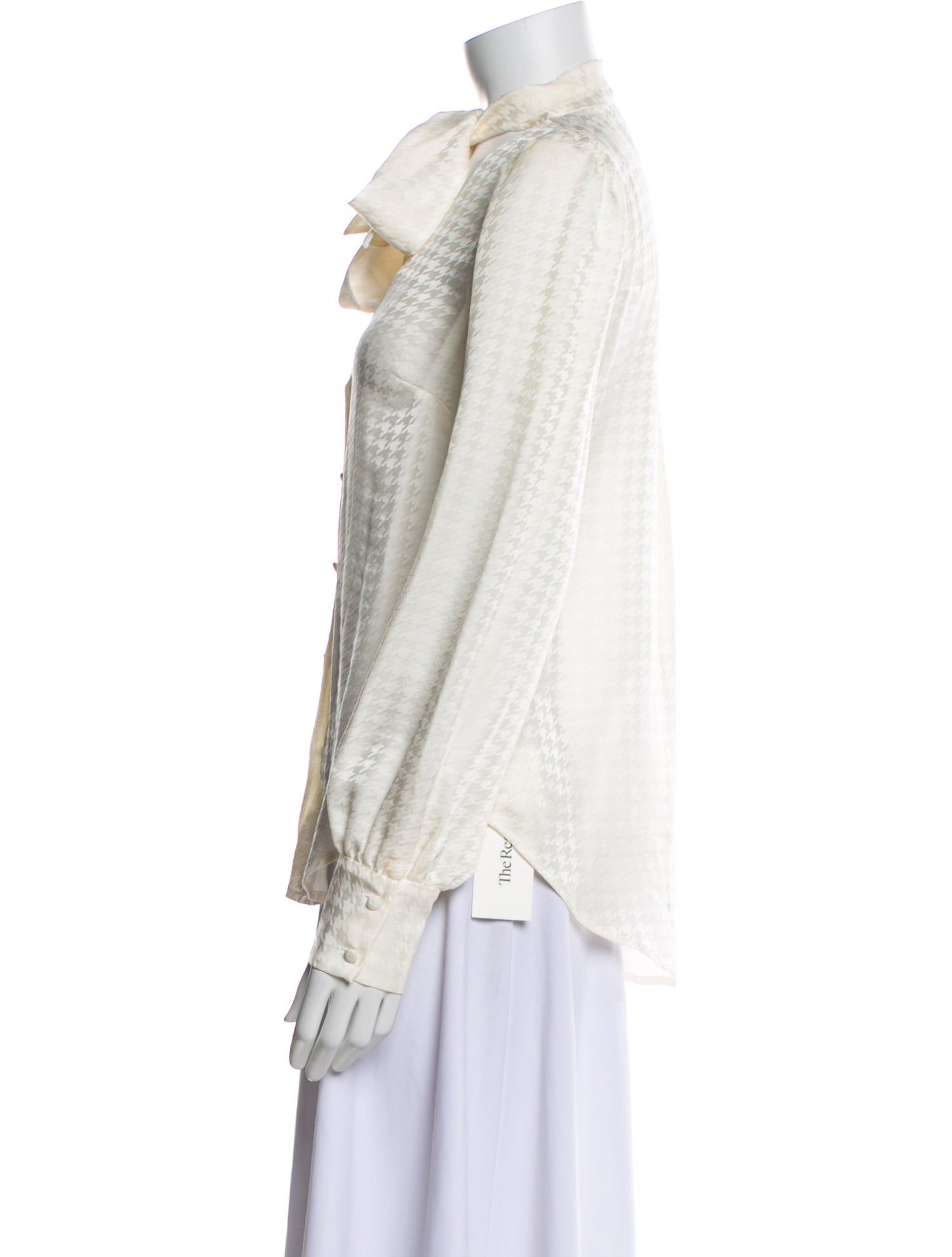 Veronica Beard Silk Tie Neck Button-Up Top