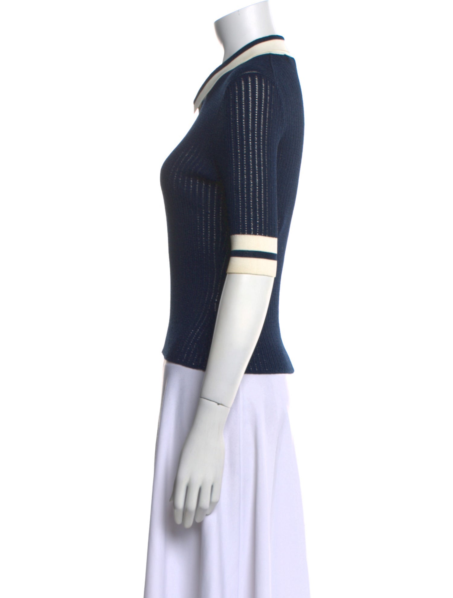 Veronica Beard Colorblock Pattern Three-Quarter Sleeve Polo