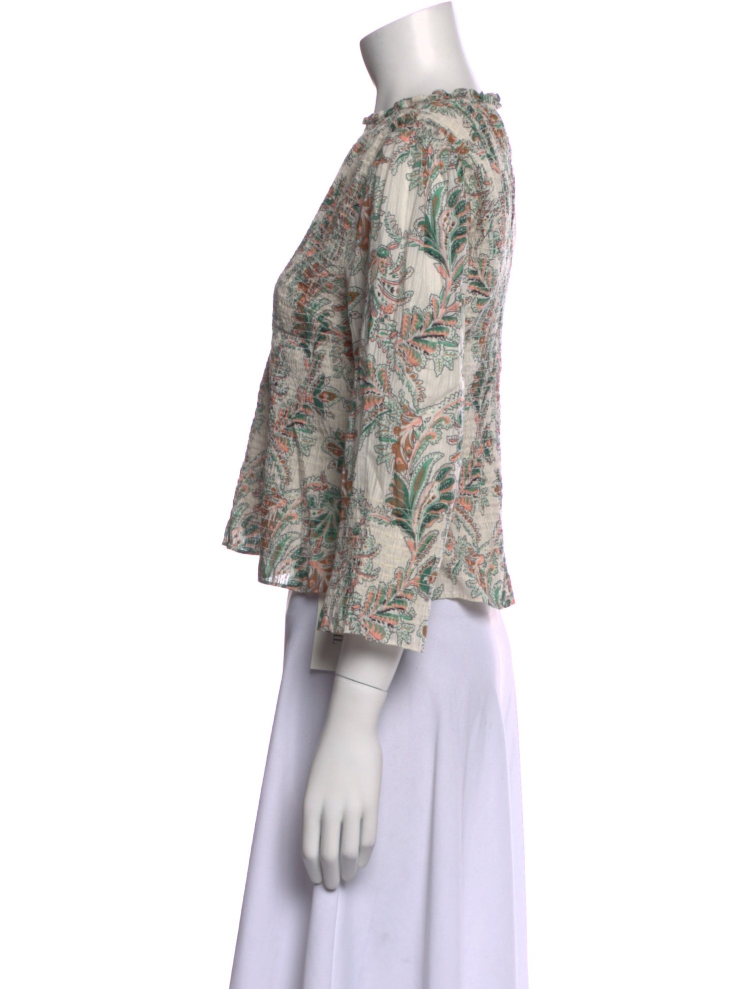 Veronica Beard Floral Print Crew Neck Blouse