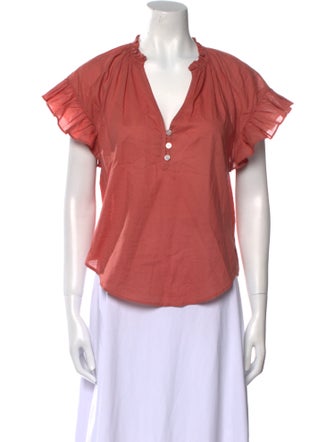 Veronica Beard V-Neck Short Sleeve Top