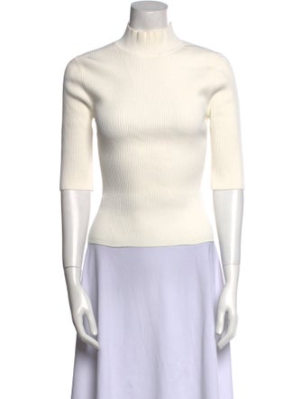 Veronica Beard Mock Neck Three-Quarter Sleeve Top