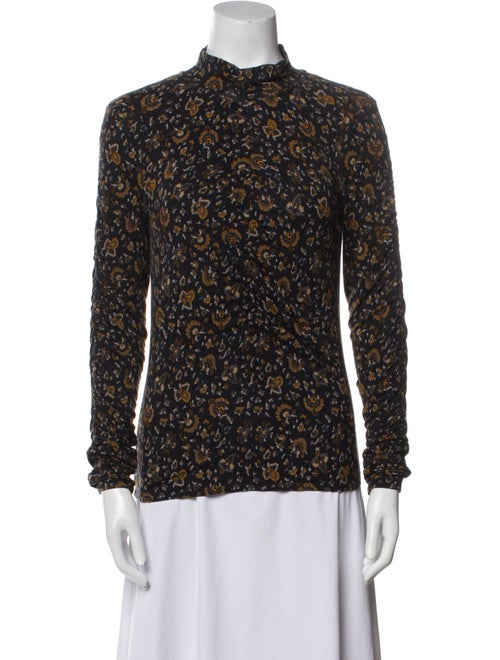 Veronica Beard Floral Print Mock Neck Blouse