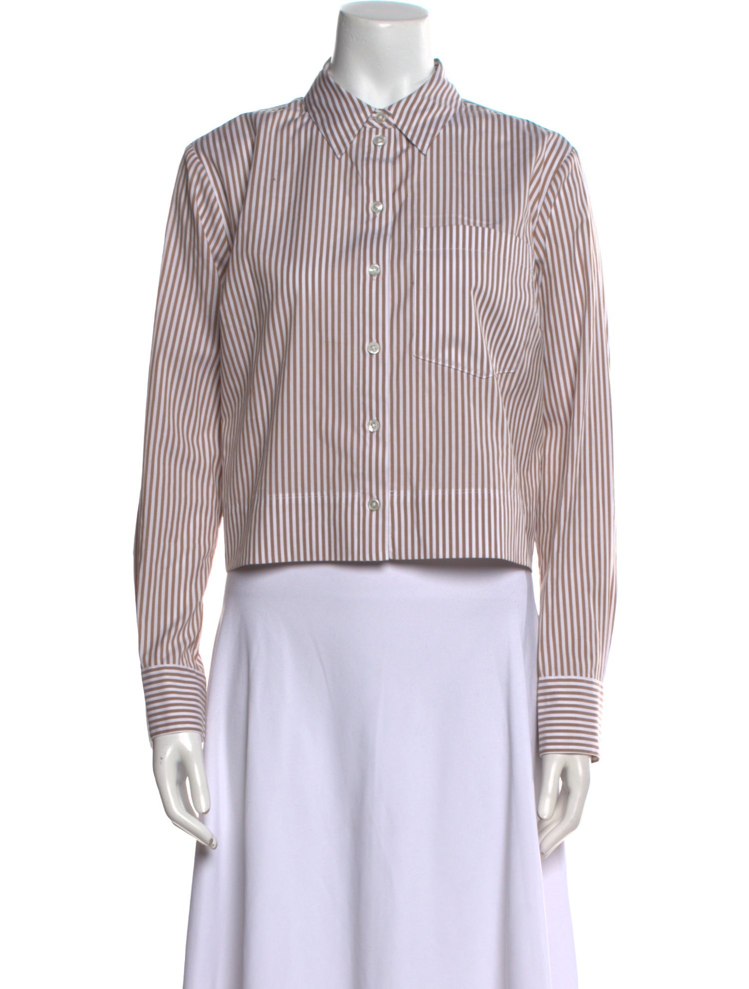 Veronica Beard Striped Long Sleeve Button-Up Top