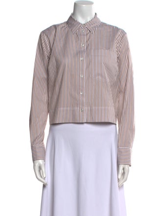 Veronica Beard Striped Long Sleeve Button-Up Top