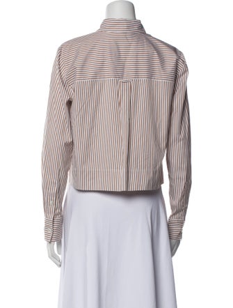 Veronica Beard Striped Long Sleeve Button-Up Top