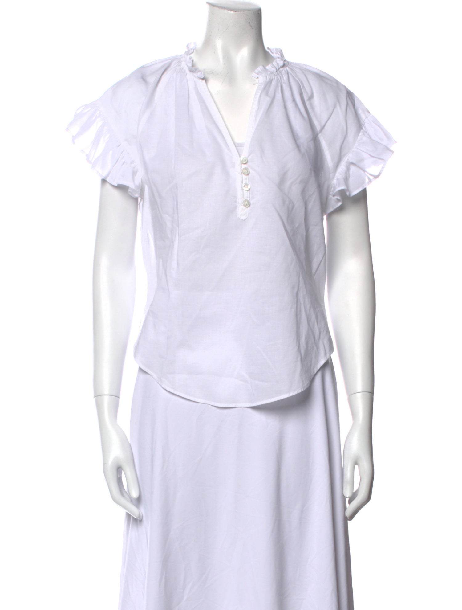 Veronica Beard V-Neck Short Sleeve Blouse