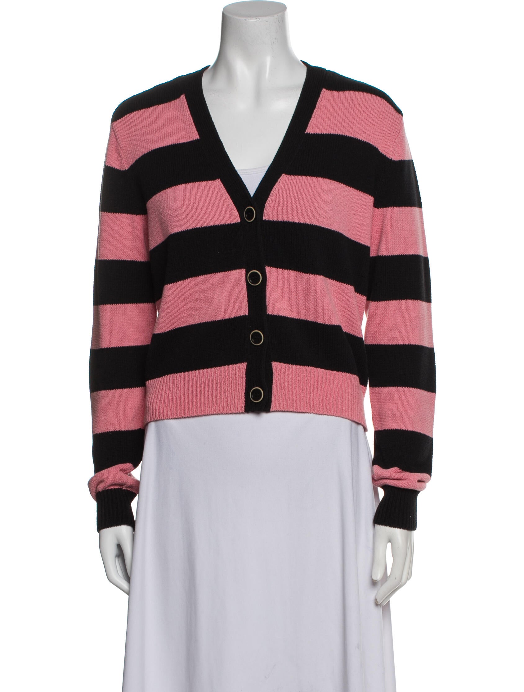 Veronica Beard Striped V-Neck Sweater