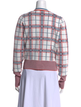 Veronica Beard Plaid Print V-Neck Sweater