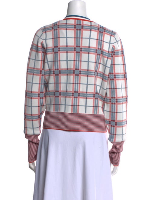 Veronica Beard Plaid Print V-Neck Sweater
