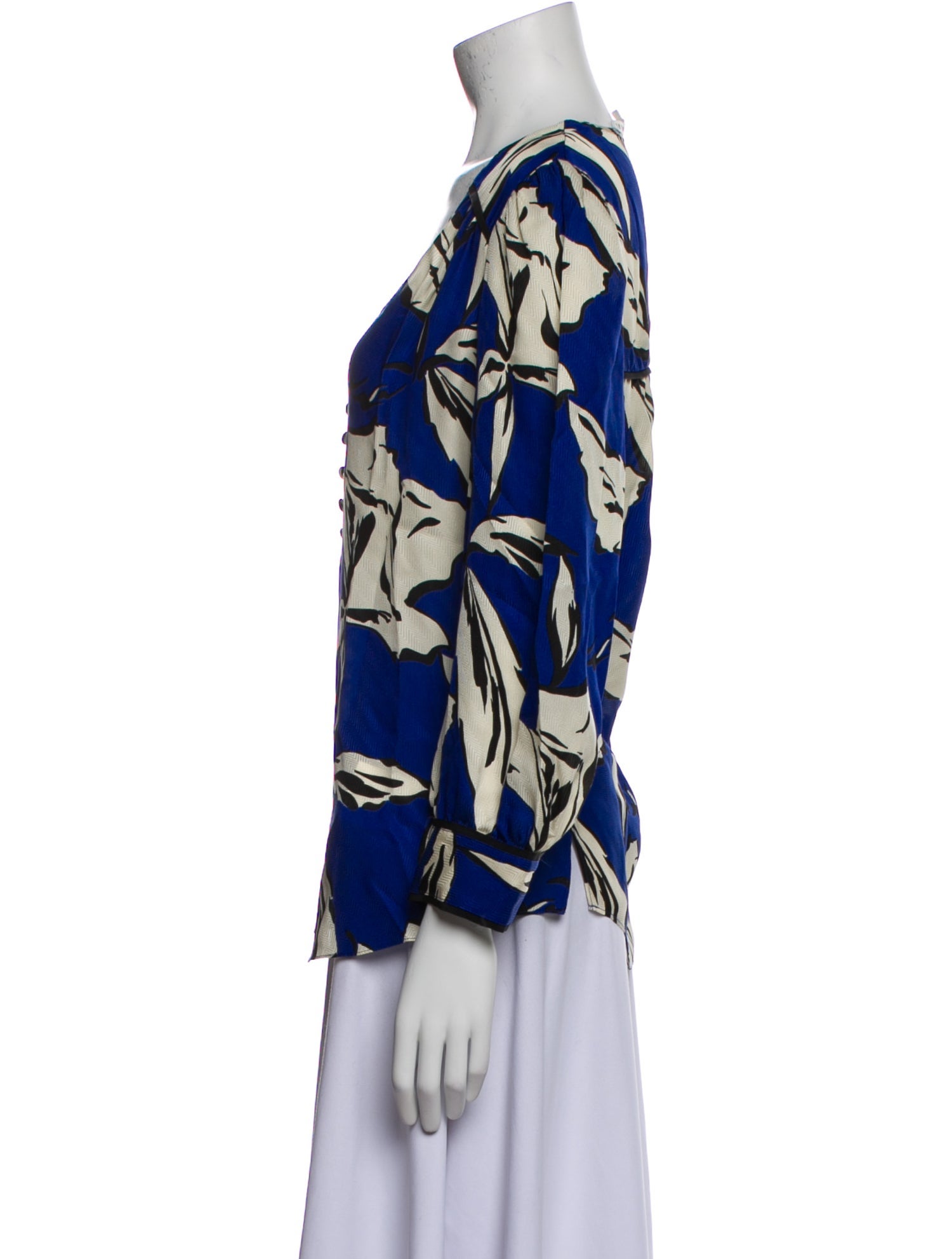 Veronica Beard Floral Print V-Neck Blouse