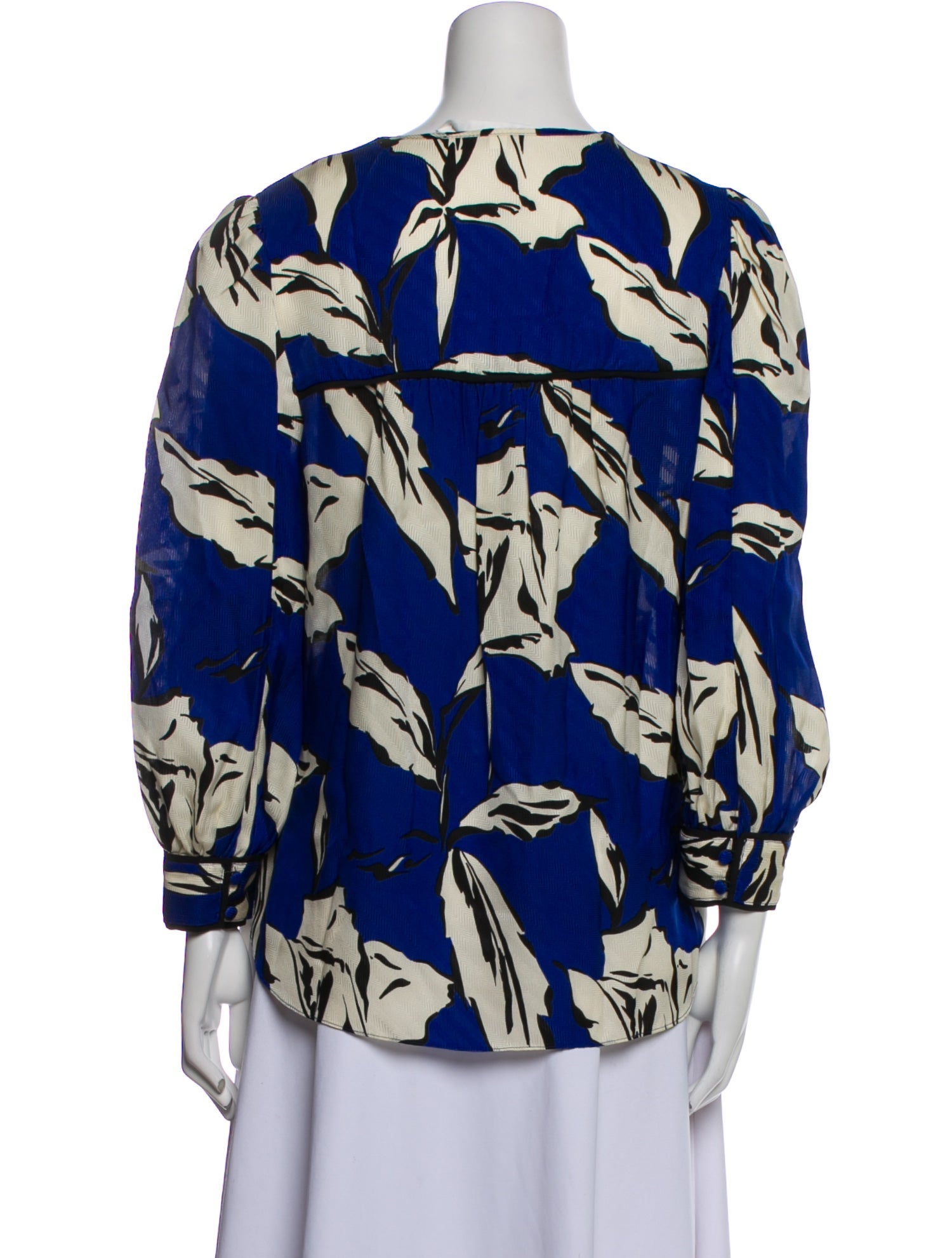 Veronica Beard Floral Print V-Neck Blouse