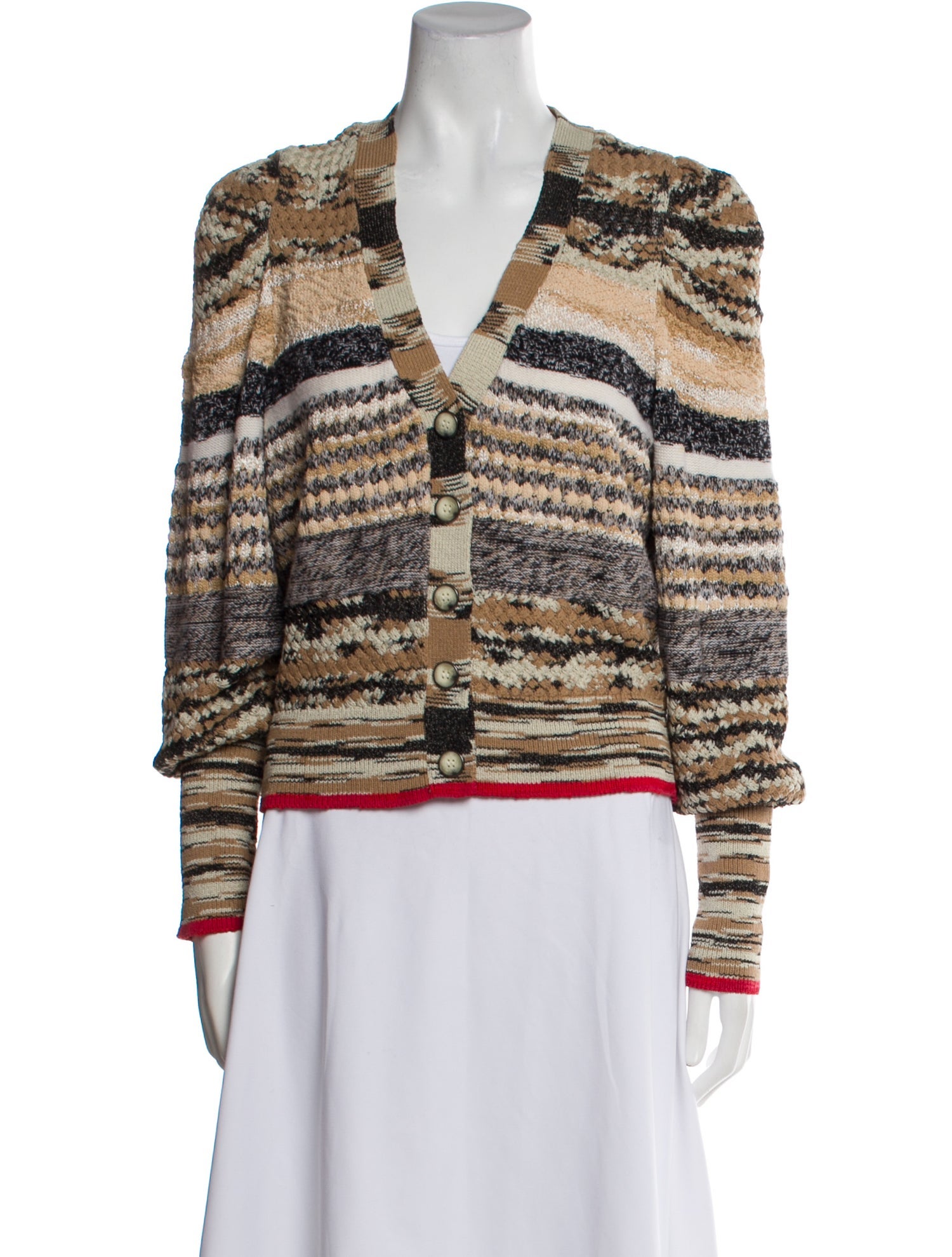 Veronica Beard Striped V-Neck Sweater