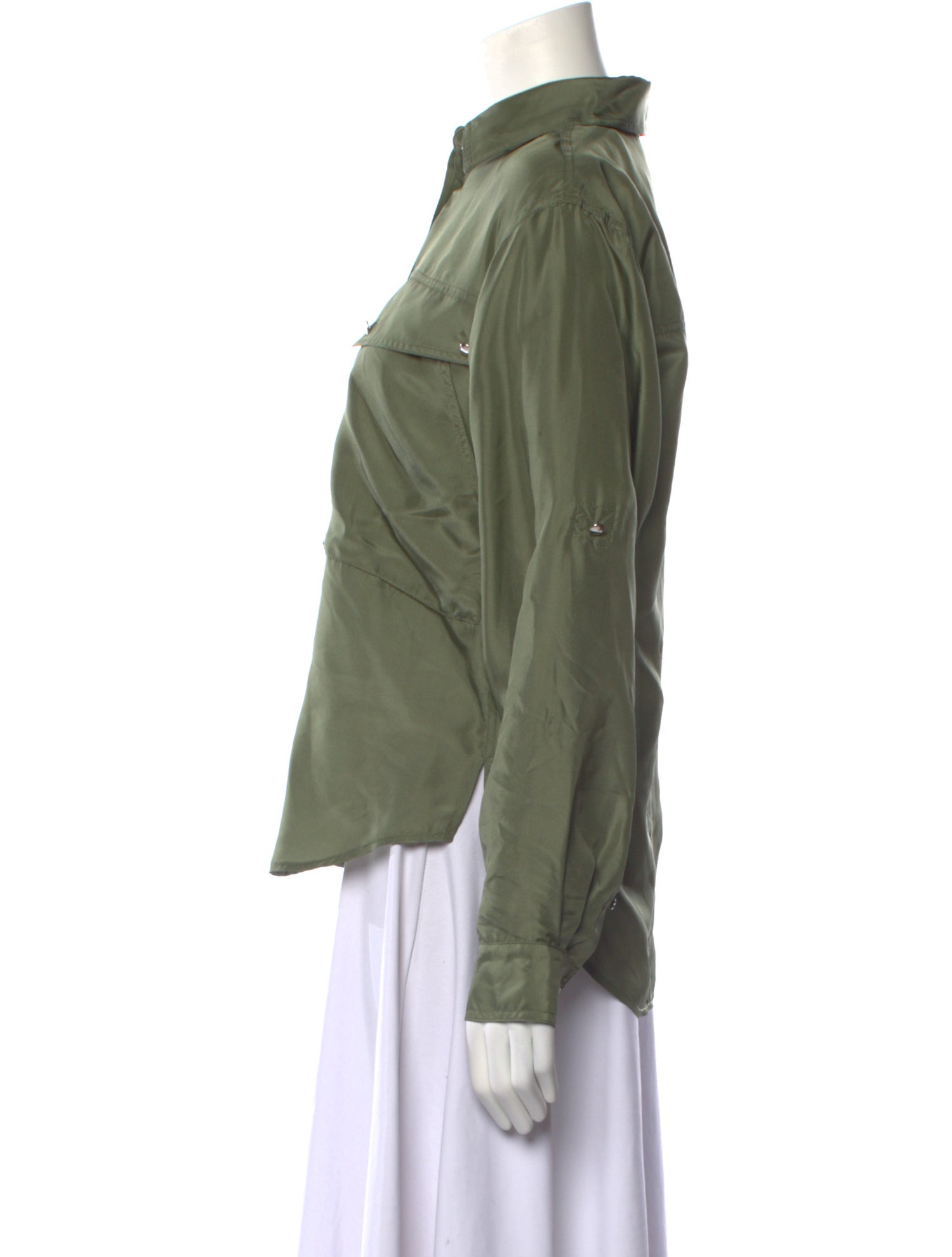 Veronica Beard Silk Long Sleeve Button-Up Top