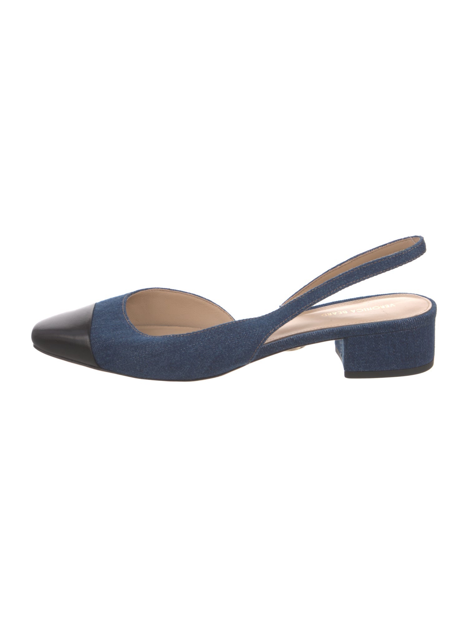 Veronica Beard Denim Colorblock Pattern Slingback Flats