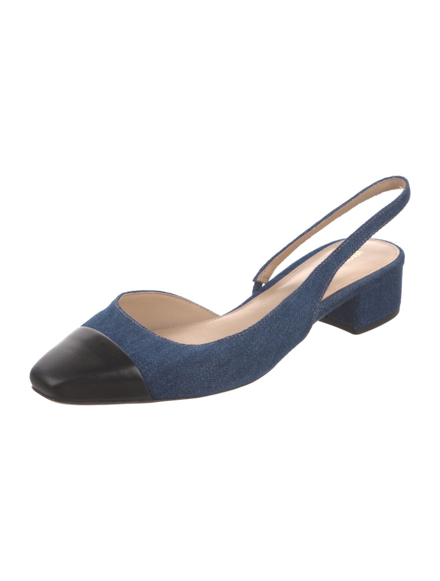 Veronica Beard Denim Colorblock Pattern Slingback Flats