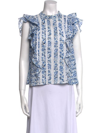 Veronica Beard Printed Crew Neck Top