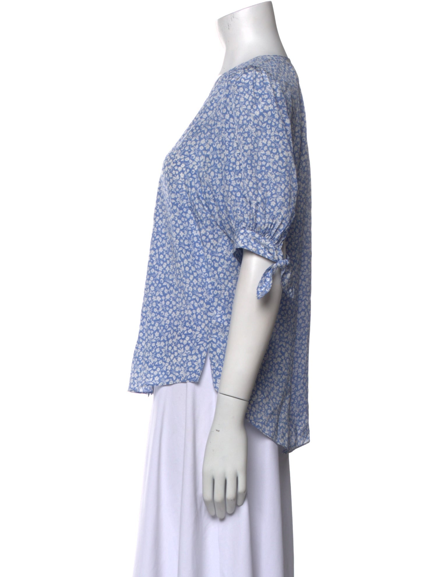 Veronica Beard Silk Floral Print Button-Up Top