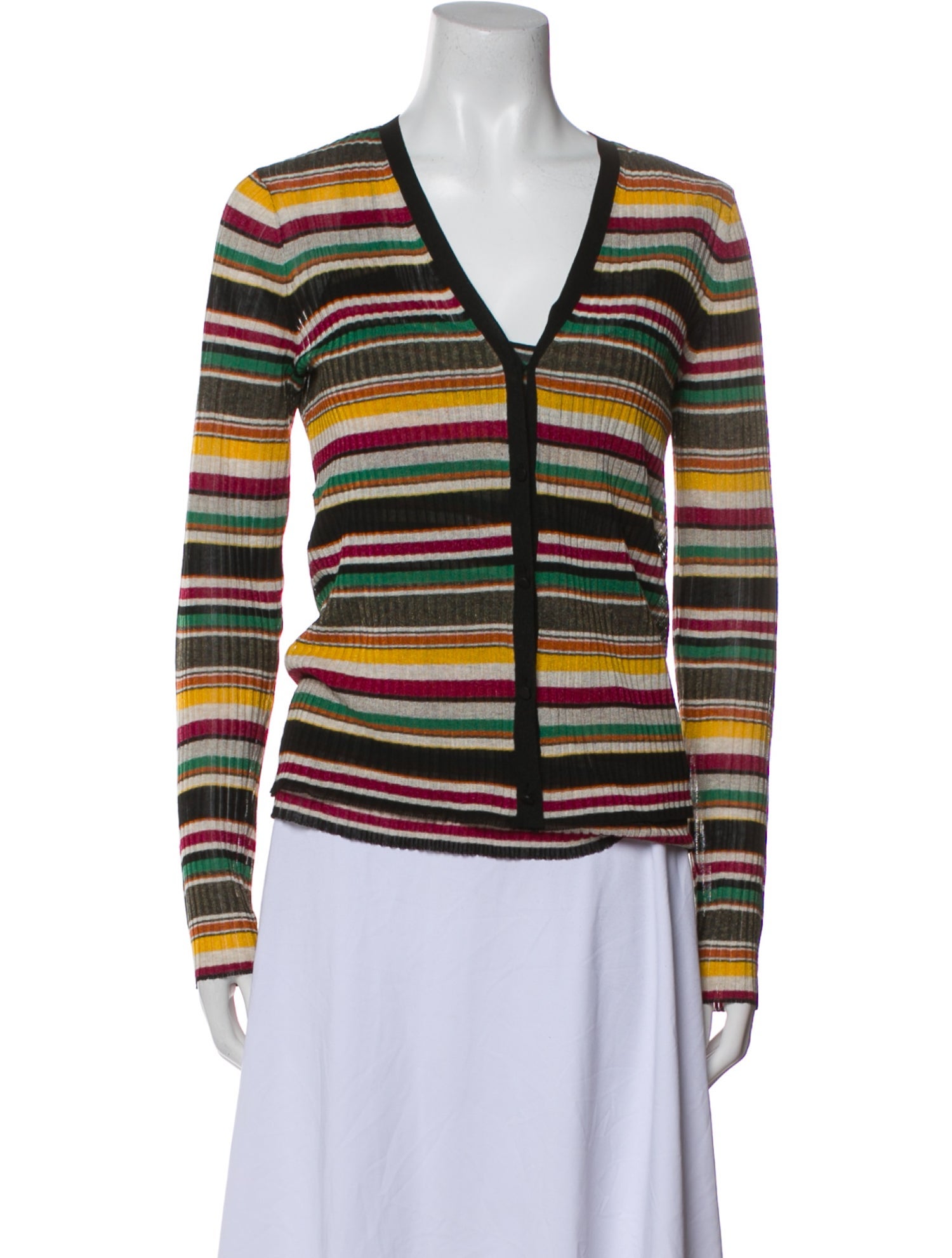 Veronica Beard Striped V-Neck Top