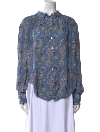 Veronica Beard Floral Print Mock Neck Blouse