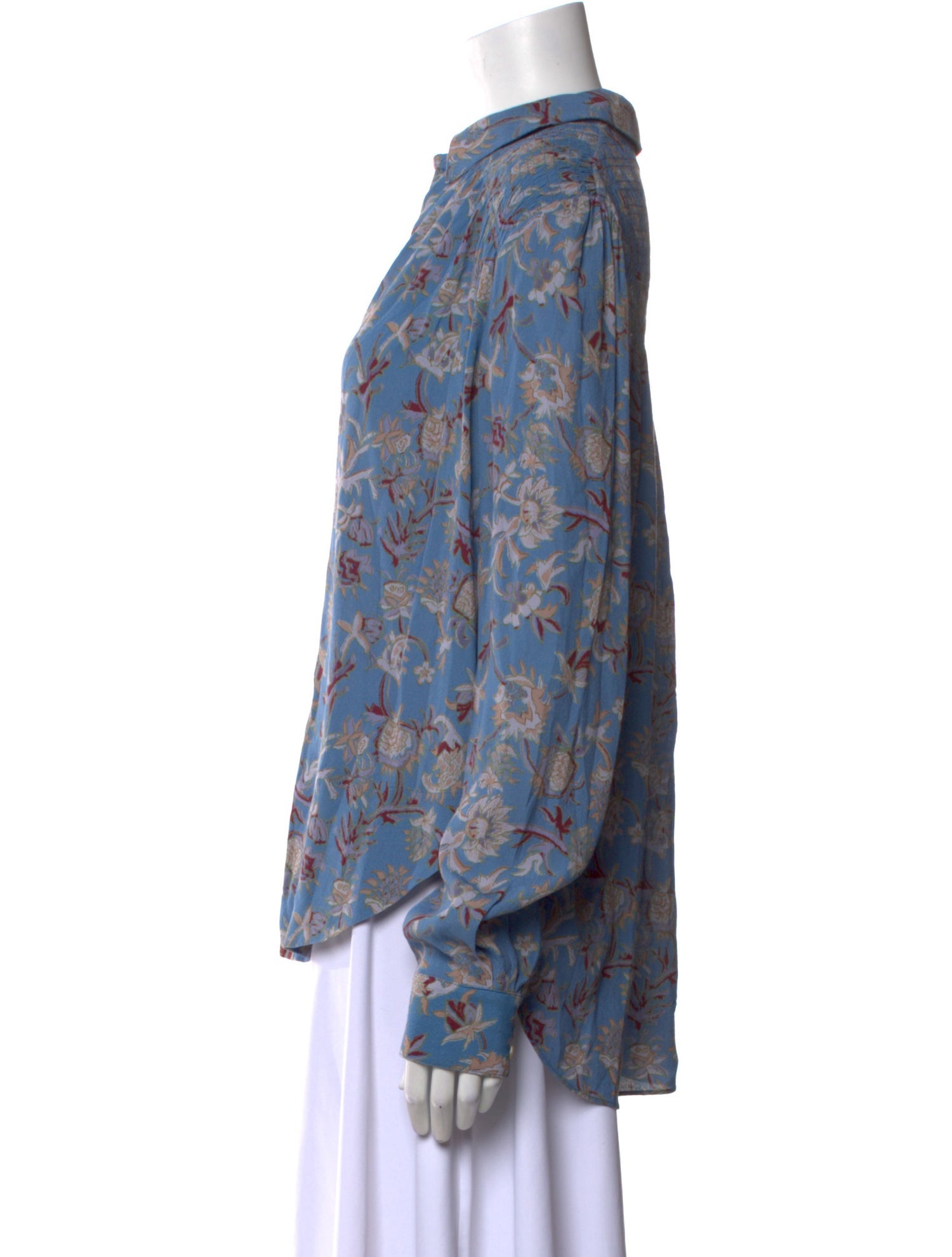 Veronica Beard Floral Print Mock Neck Blouse