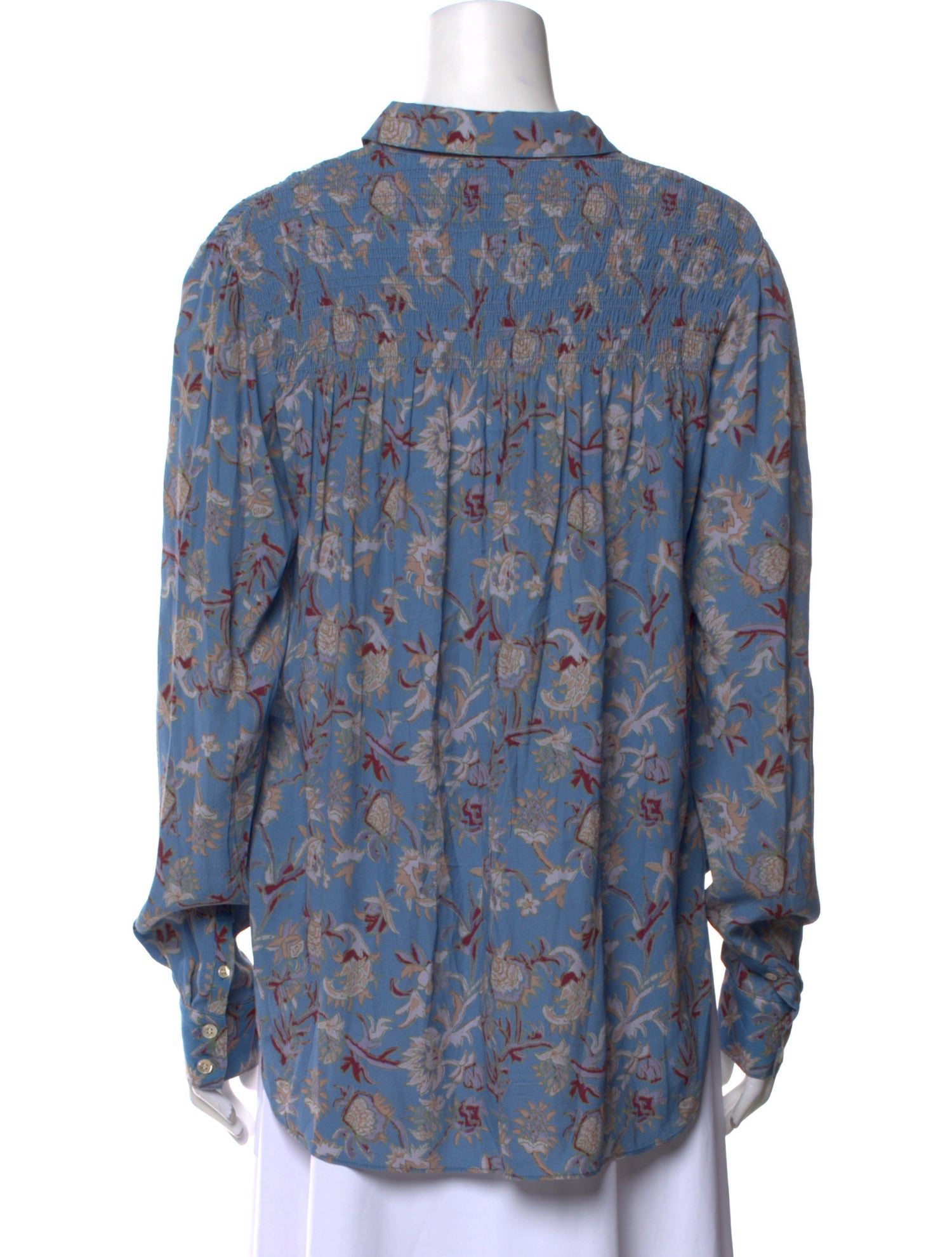Veronica Beard Floral Print Mock Neck Blouse