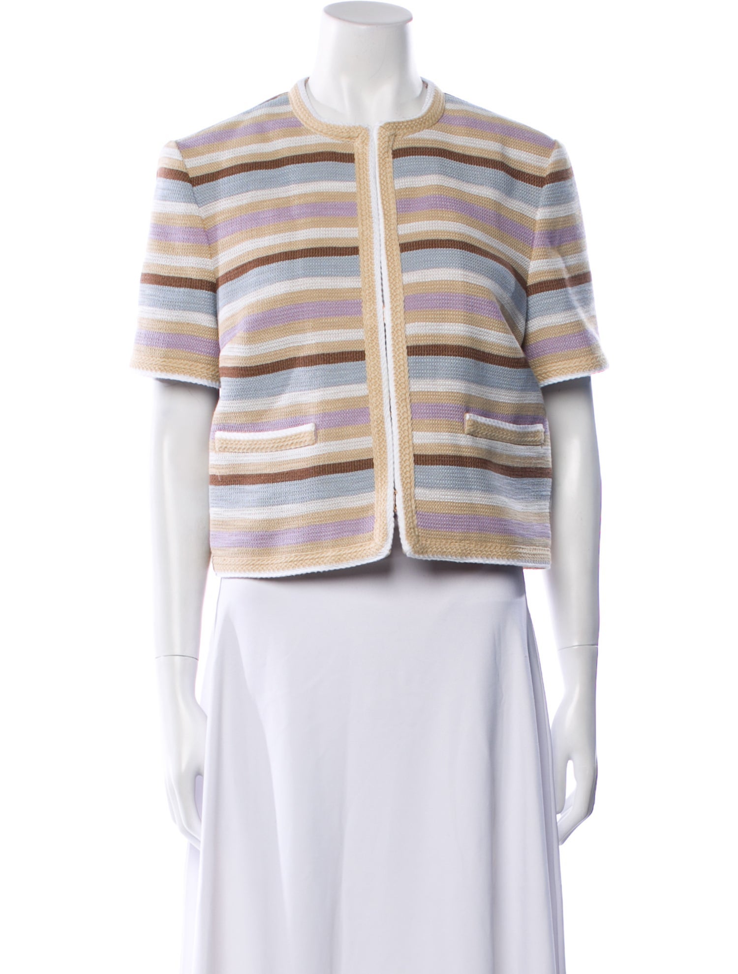 Veronica Beard Striped Faux Fur Jacket