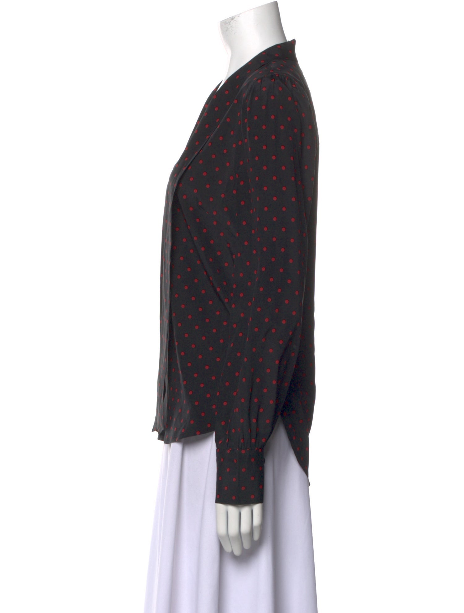 Veronica Beard Silk Polka Dot Print Button-Up Top