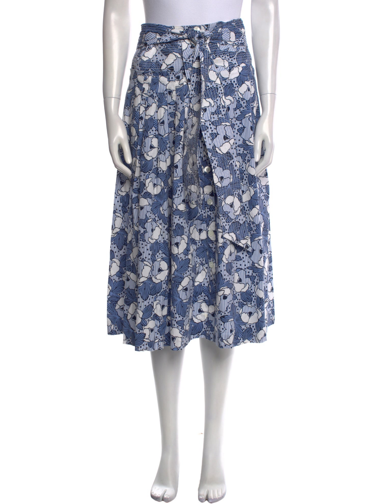 Veronica Beard Floral Print Midi Length Skirt