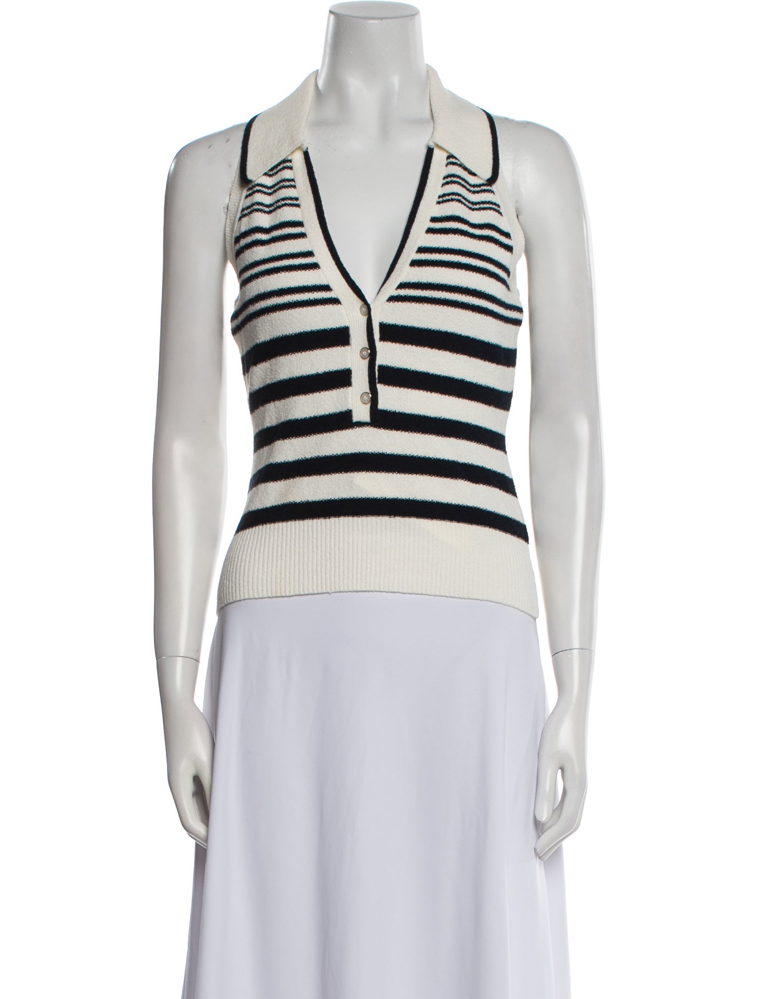 Veronica Beard Striped Sleeveless Polo