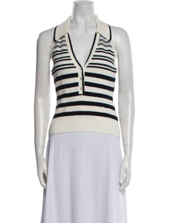 Veronica Beard Striped Sleeveless Polo