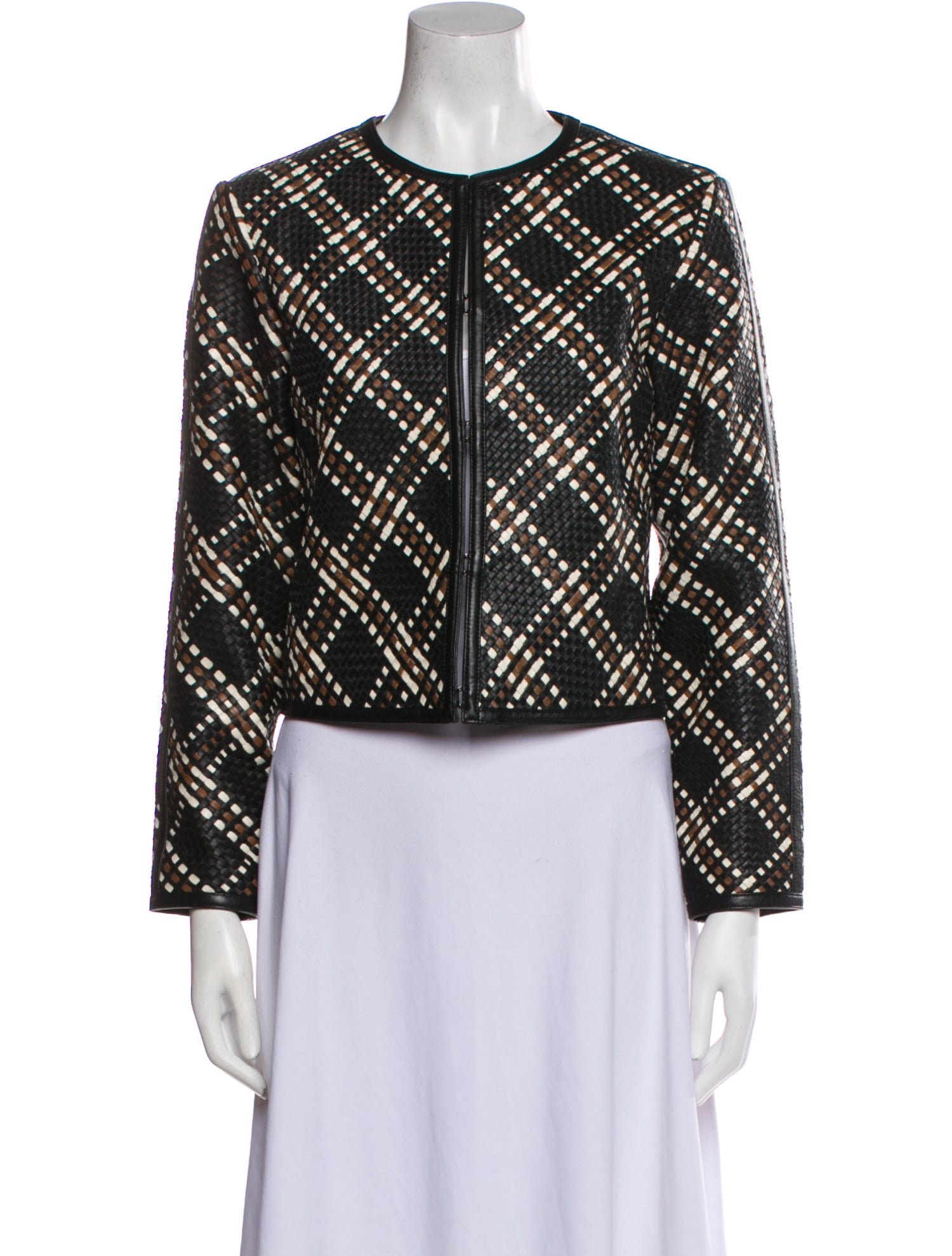 Veronica Beard Leather Printed Evening Jacket