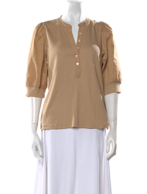Veronica Beard V-Neck Three-Quarter Sleeve Blouse