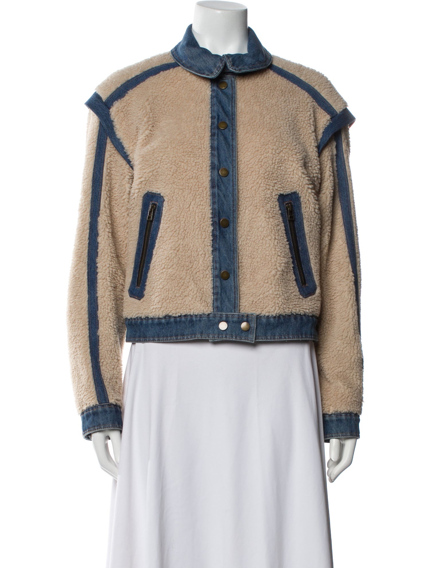 Veronica Beard Colorblock Pattern Denim Jacket