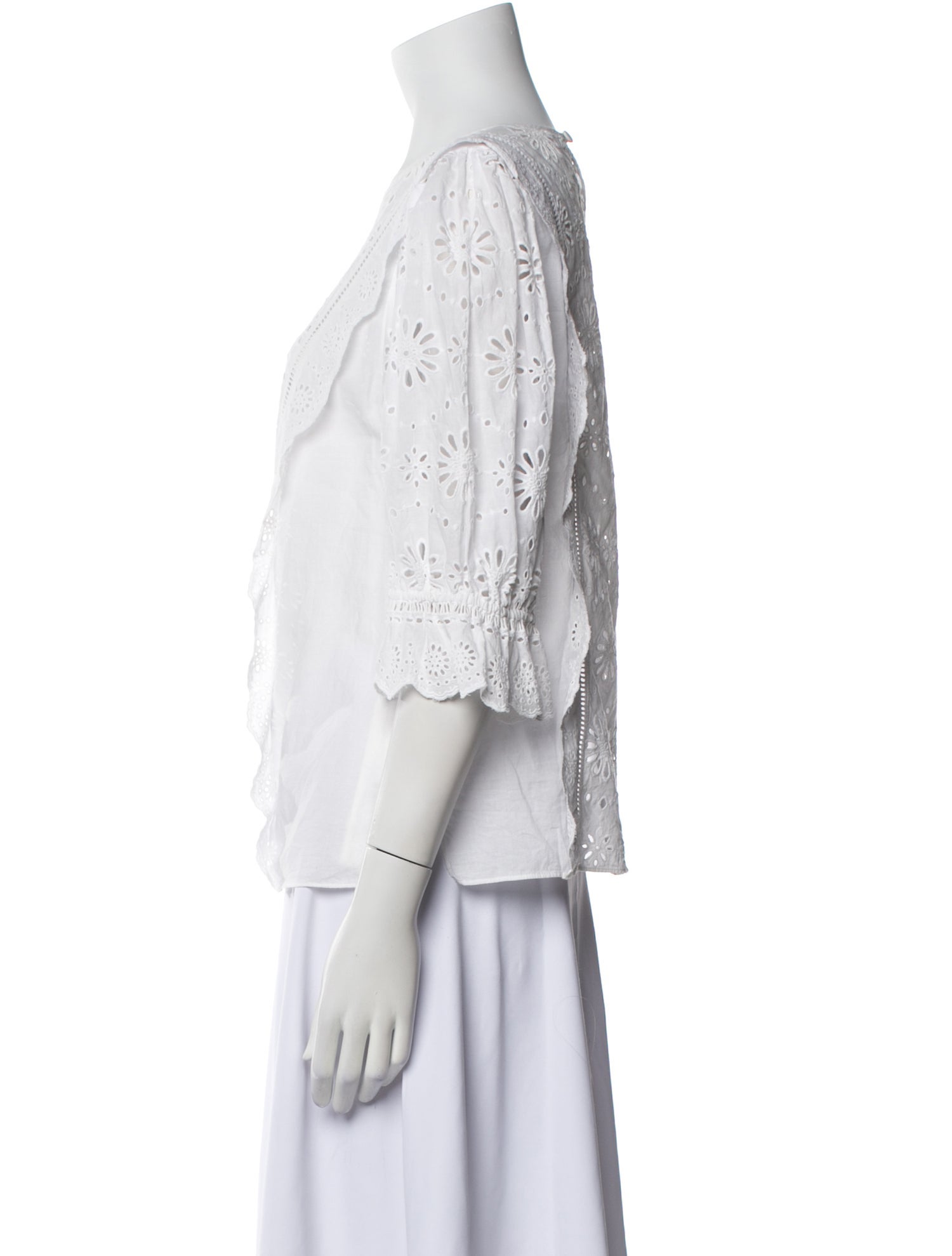 Veronica Beard Lace Pattern Scoop Neck Blouse