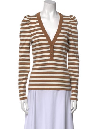 Veronica Beard Striped V-Neck Top