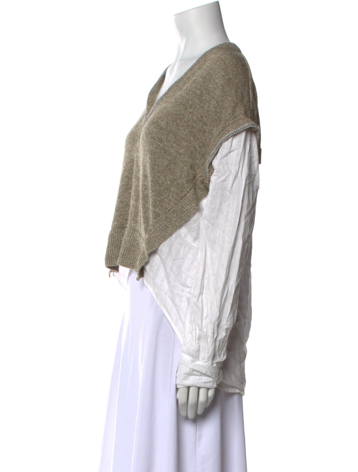 Veronica Beard Linen V-Neck Crop Top