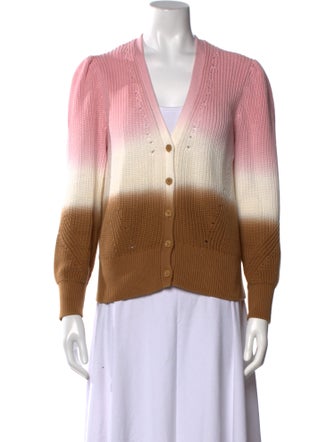 Veronica Beard Tie-Dye Print V-Neck Sweater