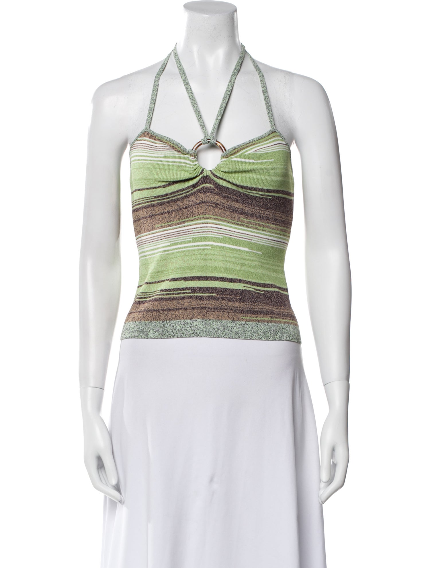 Veronica Beard Striped Halterneck Crop Top