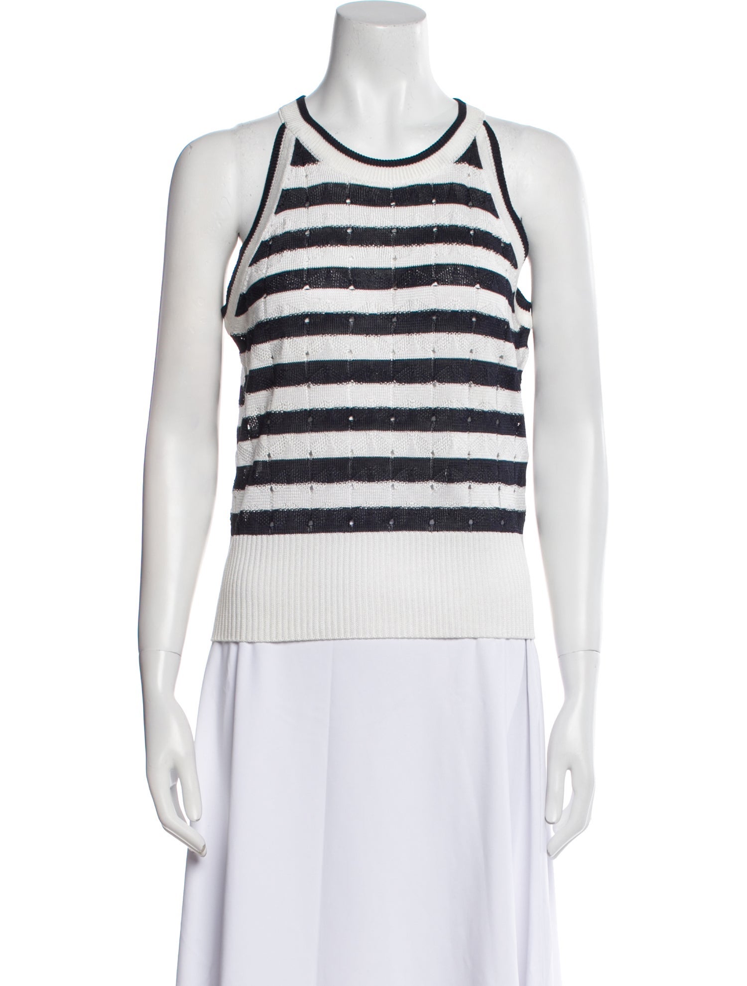Veronica Beard Striped Scoop Neck Top
