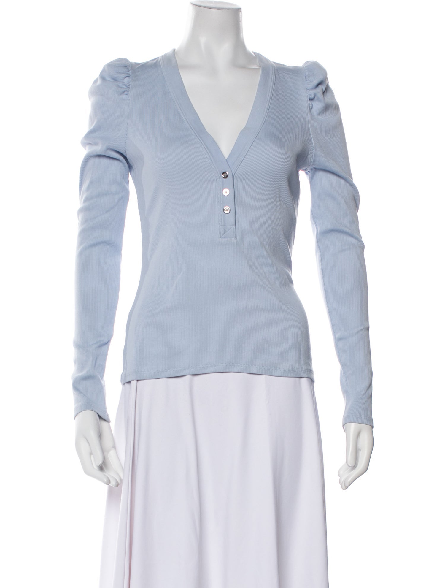 Veronica Beard V-Neck Long Sleeve Polo