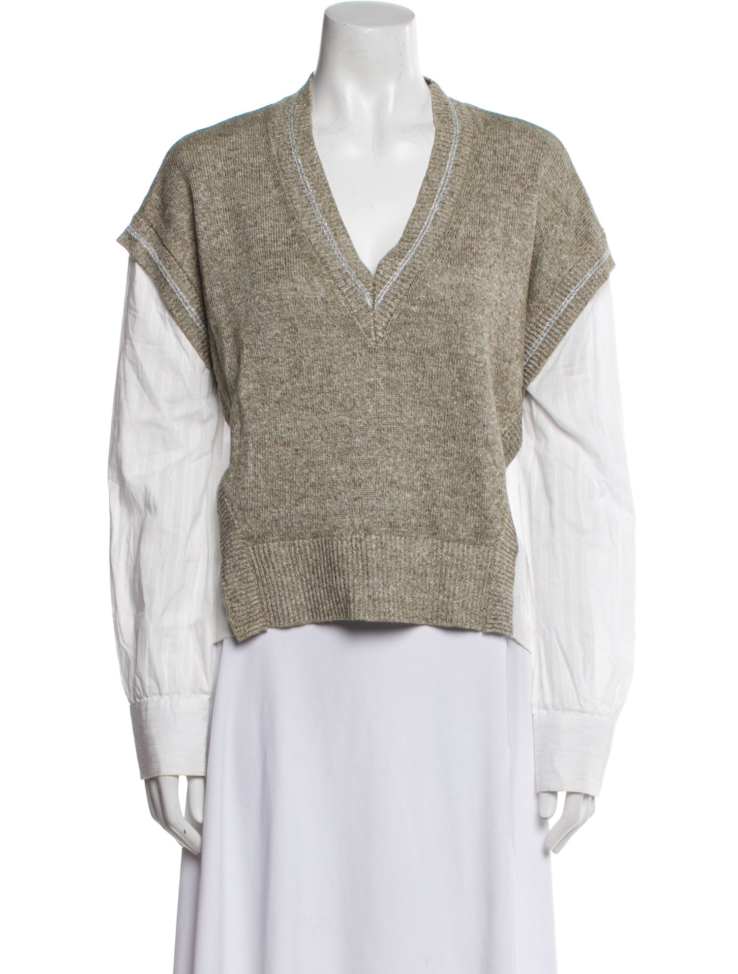 Veronica Beard Linen V-Neck Sweatshirt