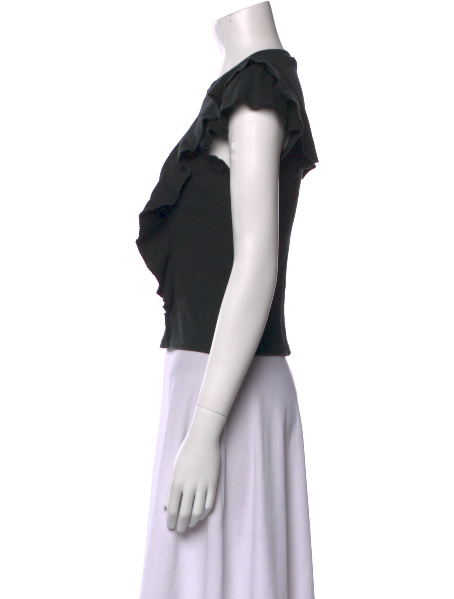 Veronica Beard Crew Neck Short Sleeve Crop Top