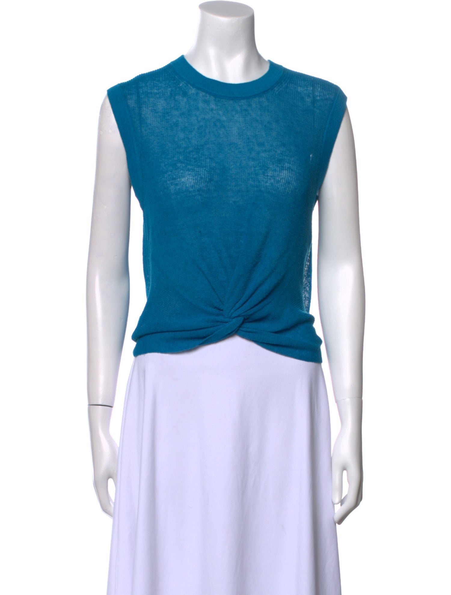 Veronica Beard Linen Crew Neck Crop Top