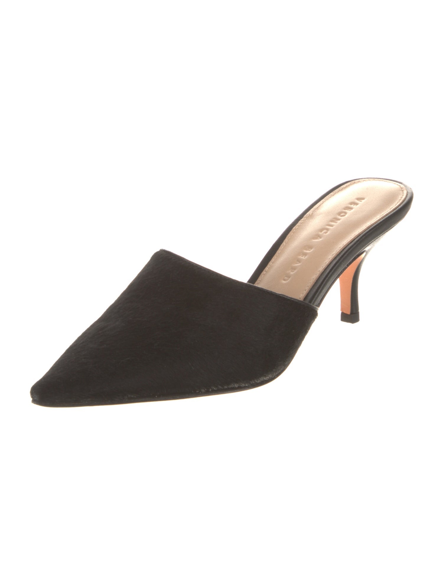 Veronica Beard Ponyhair Leather Trim Embellishment Mules